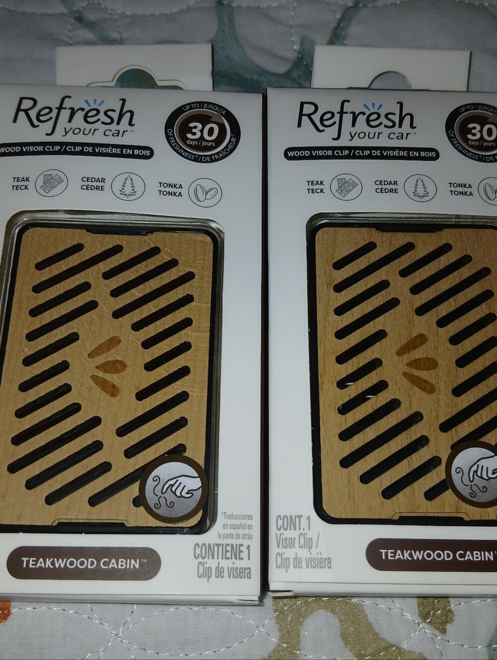 Teakwood Cabin Wood Visor Clip - Tonka/Cedar Scent (Brown) 2 Pack